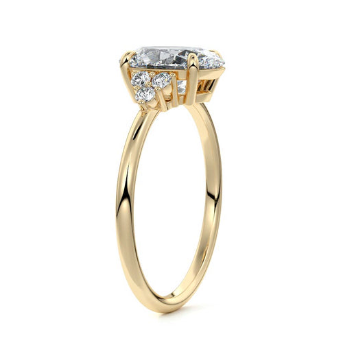 Jocasta - Oval Yellow Gold Engagement Ring Side View | Nura Lab