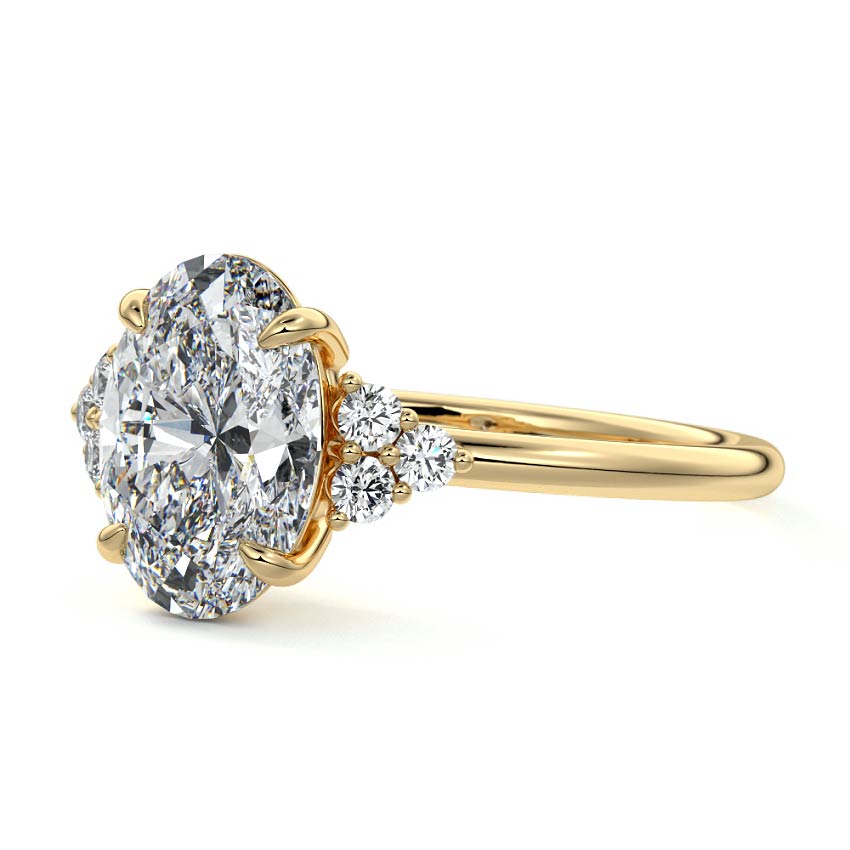 Jocasta - Oval Yellow Gold Engagement Ring Profile View | Nura Lab
