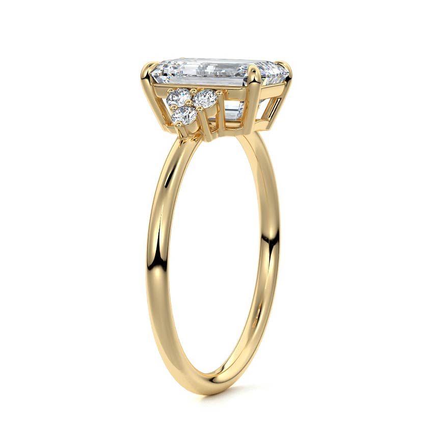 Jocasta - Emerald Cut Yellow Gold Engagement Ring Side View | Nura Lab