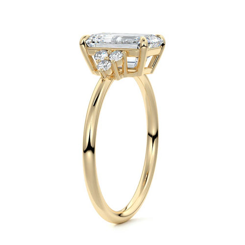 Jocasta - Emerald Cut Yellow Gold Engagement Ring Side View | Nura Lab
