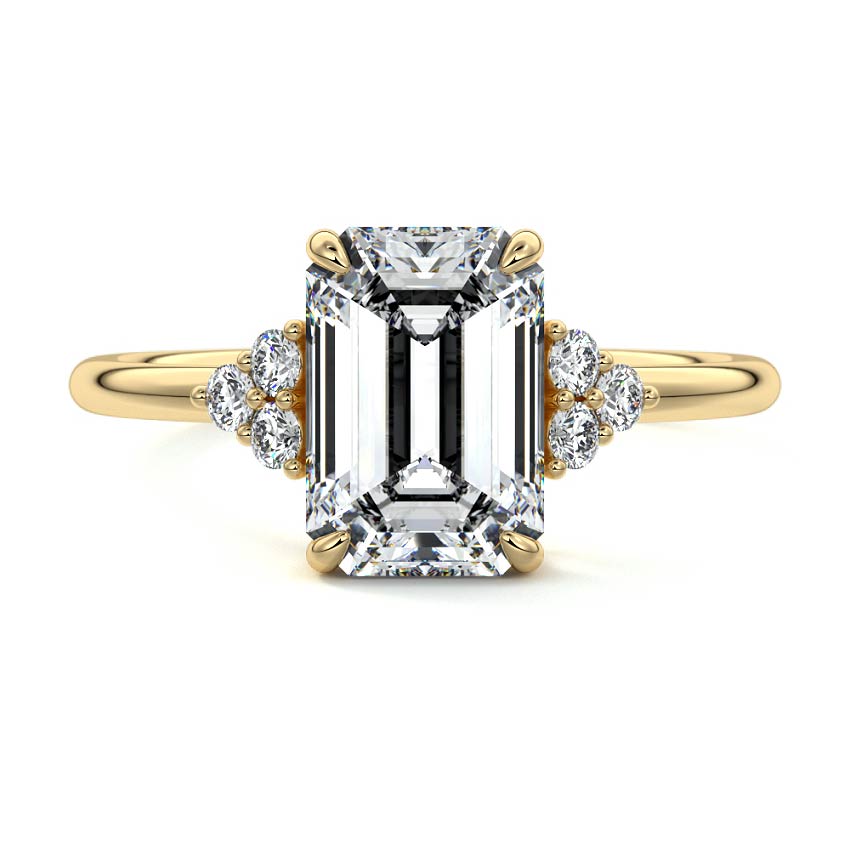 Jocasta - Emerald Cut Yellow Gold Engagement Ring Detail View | Nura Lab