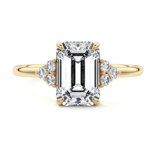 Jocasta - Emerald Cut Yellow Gold Engagement Ring Detail View | Nura Lab