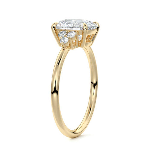 Jocasta cushion side stone lab grown diamond engagement ring in yellow gold