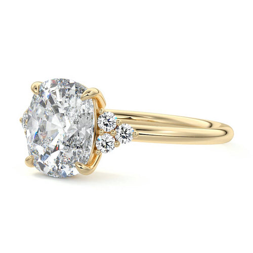 Jocasta - Cushion Yellow Gold Engagement Ring Profile View | Nura Lab