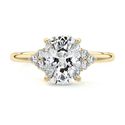 Jocasta - Cushion Yellow Gold Engagement Ring Detail View | Nura Lab