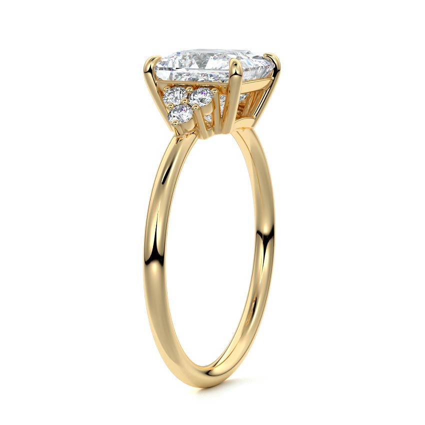 Jocasta - Princess Yellow Gold Engagement Ring Side View | Nura Lab