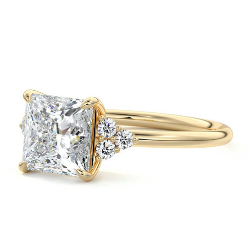 Jocasta - Princess Yellow Gold Engagement Ring Profile View | Nura Lab