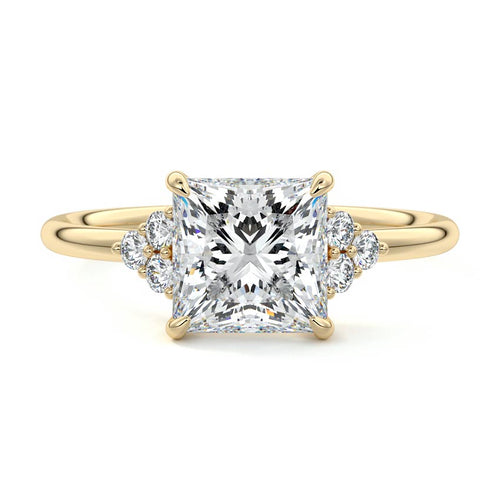 Jocasta - Princess Yellow Gold Engagement Ring Detail View | Nura Lab