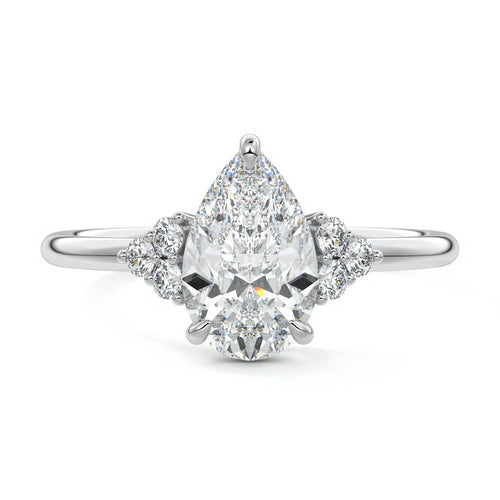 Jocasta - Pear White Gold Lab Grown Diamond Engagement Ring | Nura Lab