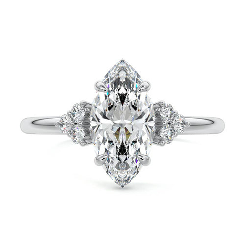 Jocasta - Marquise White Gold Lab Grown Diamond Engagement Ring | Nura Lab