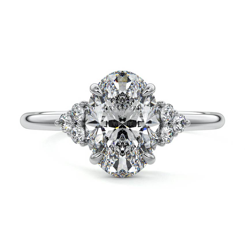 Jocasta - Oval White Gold Lab Grown Diamond Engagement Ring | Nura Lab
