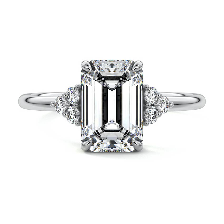 Jocasta - Emerald Cut White Gold Lab Grown Diamond Engagement Ring | Nura Lab