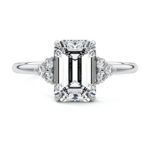 Jocasta - Emerald Cut White Gold Lab Grown Diamond Engagement Ring | Nura Lab