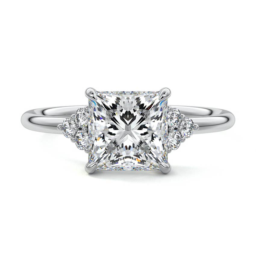 Jocasta princess side stone lab grown diamond engagement ring in platinum