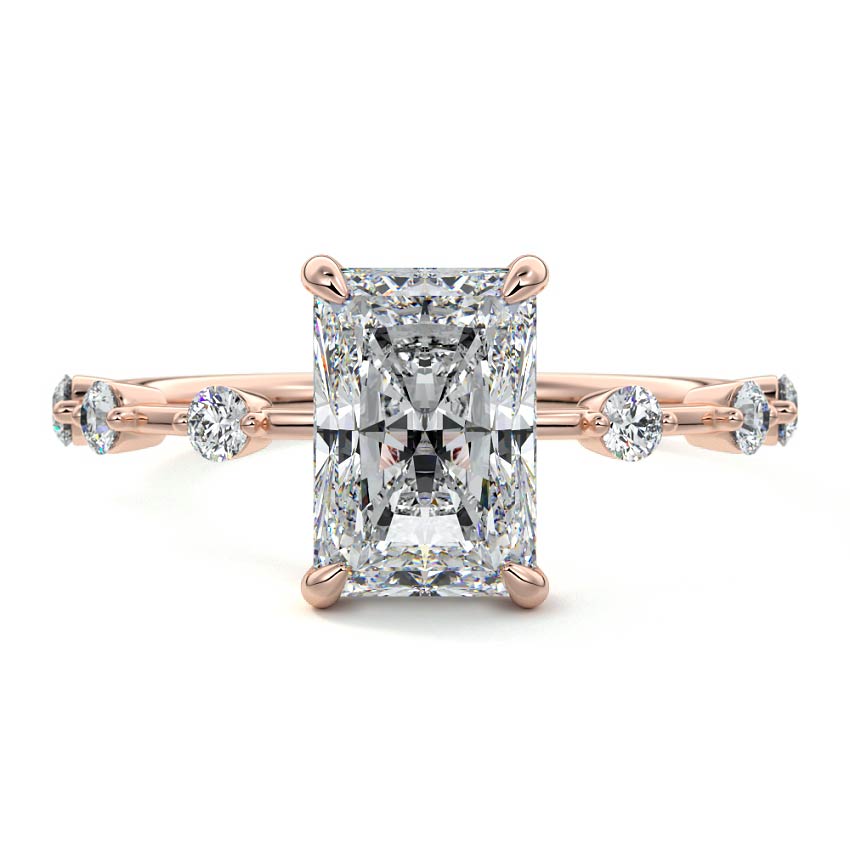 Mara radiant hidden halo lab grown diamond engagement ring in rose gold