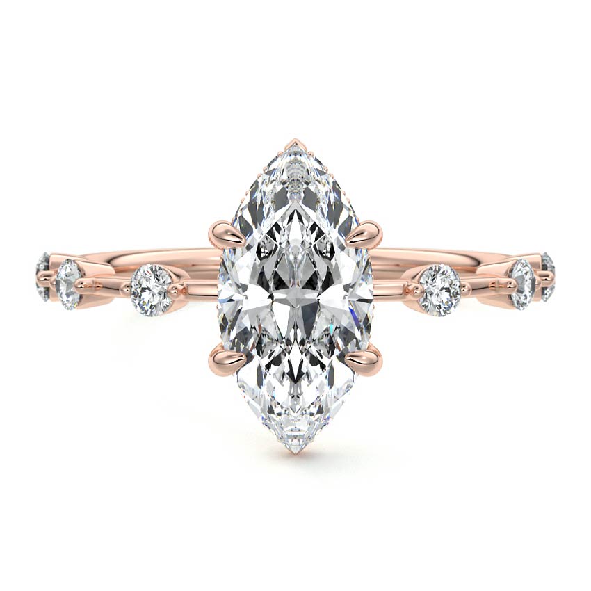 Mara - Marquise Rose Gold Lab Grown Diamond Engagement Ring | Nura Lab