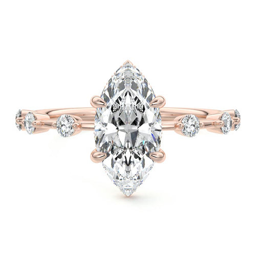 Mara - Marquise Rose Gold Lab Grown Diamond Engagement Ring | Nura Lab