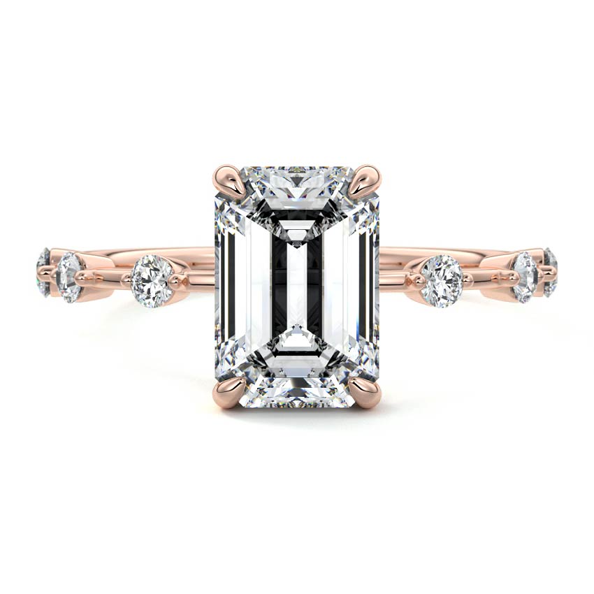 Mara - Emerald Cut Rose Gold Lab Grown Diamond Engagement Ring | Nura Lab