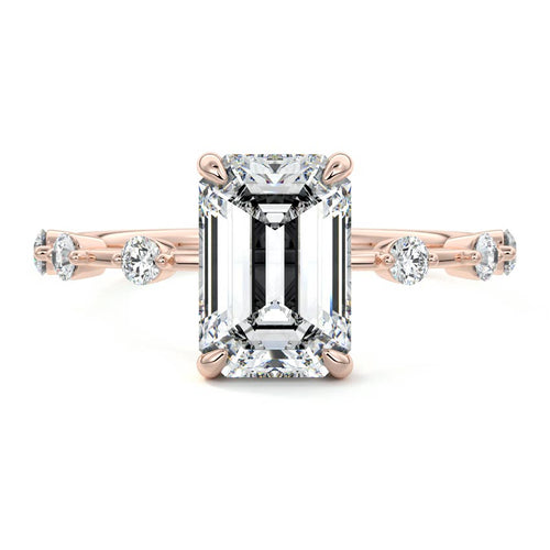 Mara - Emerald Cut Rose Gold Lab Grown Diamond Engagement Ring | Nura Lab