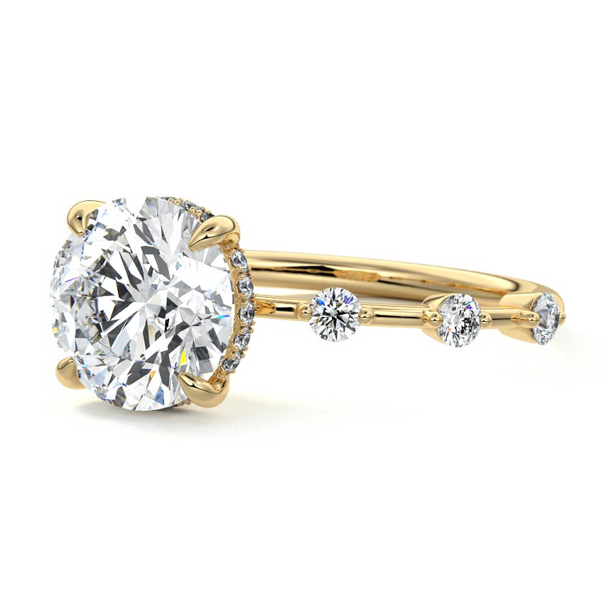 Mara - Round Yellow Gold Lab Grown Diamond Engagement Ring | Nura Lab