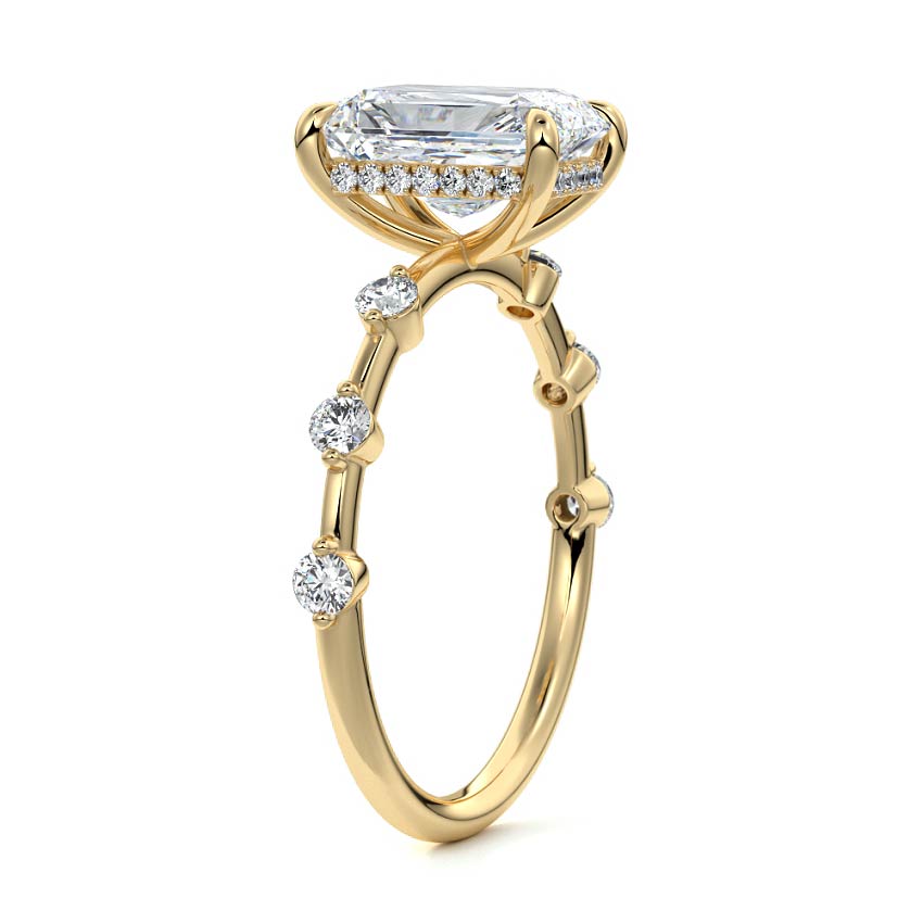 Mara - Radiant Yellow Gold Engagement Ring Side View | Nura Lab