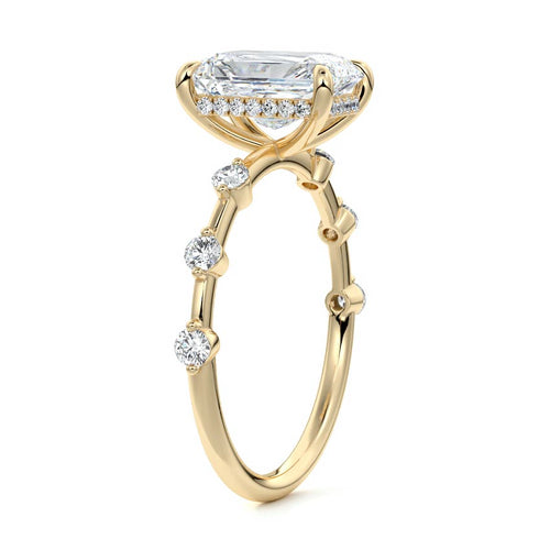 Mara - Radiant Yellow Gold Engagement Ring Side View | Nura Lab