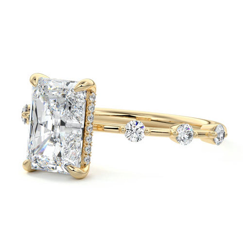 Mara - Radiant Yellow Gold Engagement Ring Profile View | Nura Lab