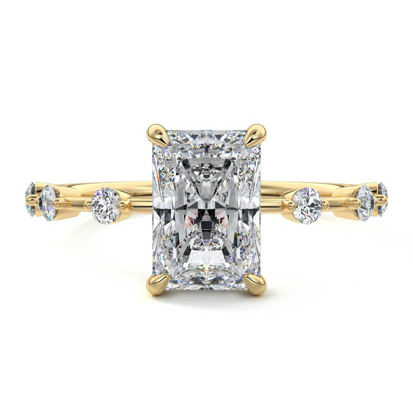 Mara - Radiant Yellow Gold Engagement Ring Detail View | Nura Lab