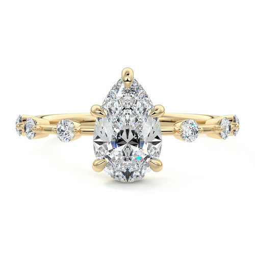 Mara - Pear Yellow Gold Engagement Ring Detail View | Nura Lab
