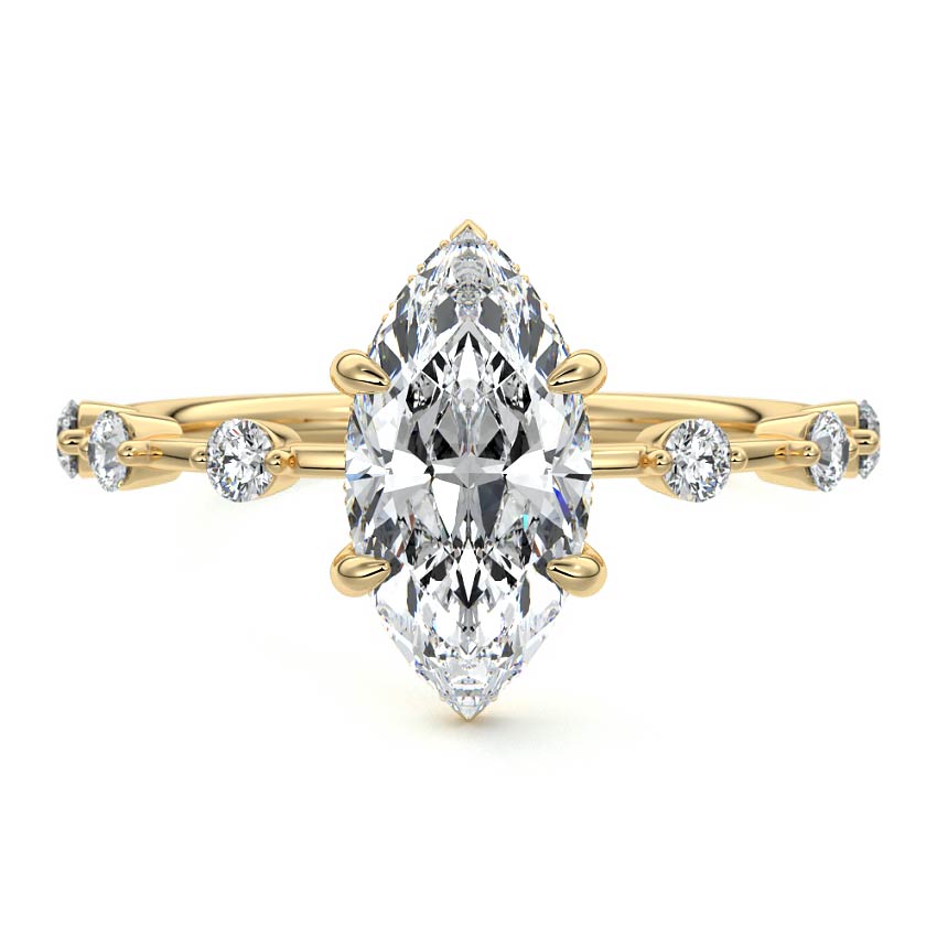 Mara - Marquise Yellow Gold Lab Grown Diamond Engagement Ring | Nura Lab