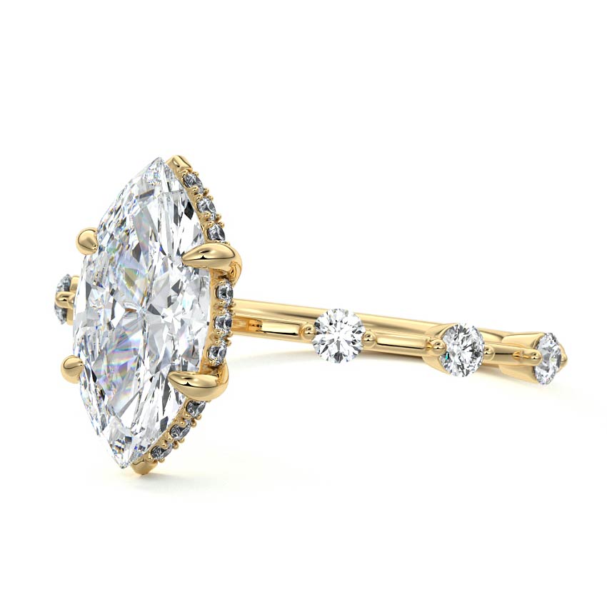 Mara - Marquise Yellow Gold Engagement Ring Profile View | Nura Lab