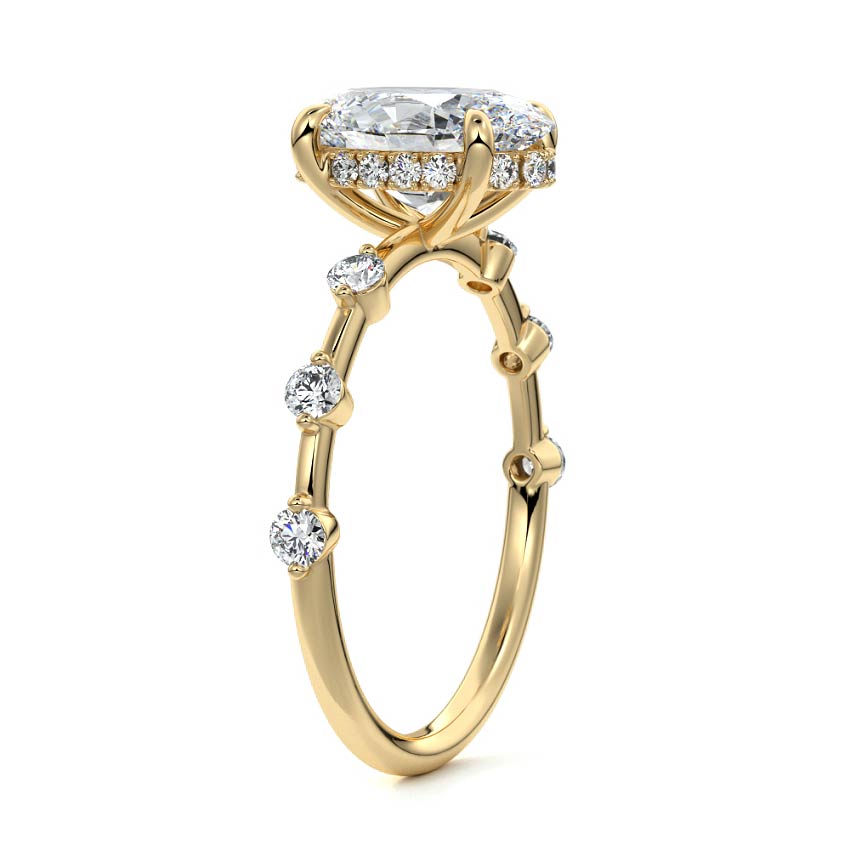 Mara - Oval Yellow Gold Engagement Ring Side View | Nura Lab