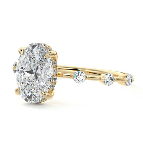 Mara - Oval Yellow Gold Engagement Ring Profile View | Nura Lab