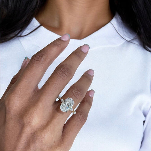 Mara - Oval Yellow Gold Engagement Ring Detail View | Nura Lab