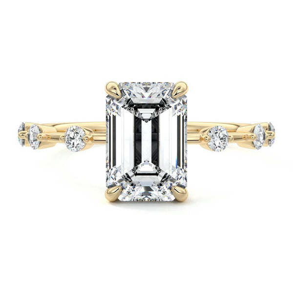 Mara - Emerald Cut Hidden Halo Lab Grown Diamond Engagement Ring