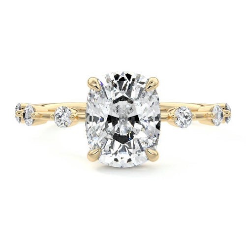 Mara - Cushion Yellow Gold Lab Grown Diamond Engagement Ring | Nura Lab