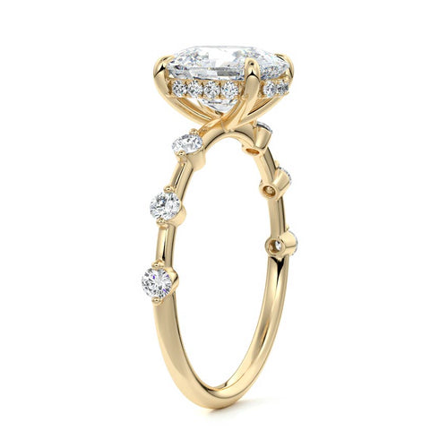 Mara - Cushion Yellow Gold Engagement Ring Side View | Nura Lab