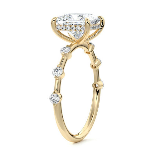 Mara - Princess Yellow Gold Engagement Ring Side View | Nura Lab