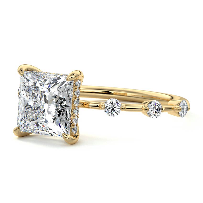 Mara - Princess Yellow Gold Engagement Ring Profile View | Nura Lab
