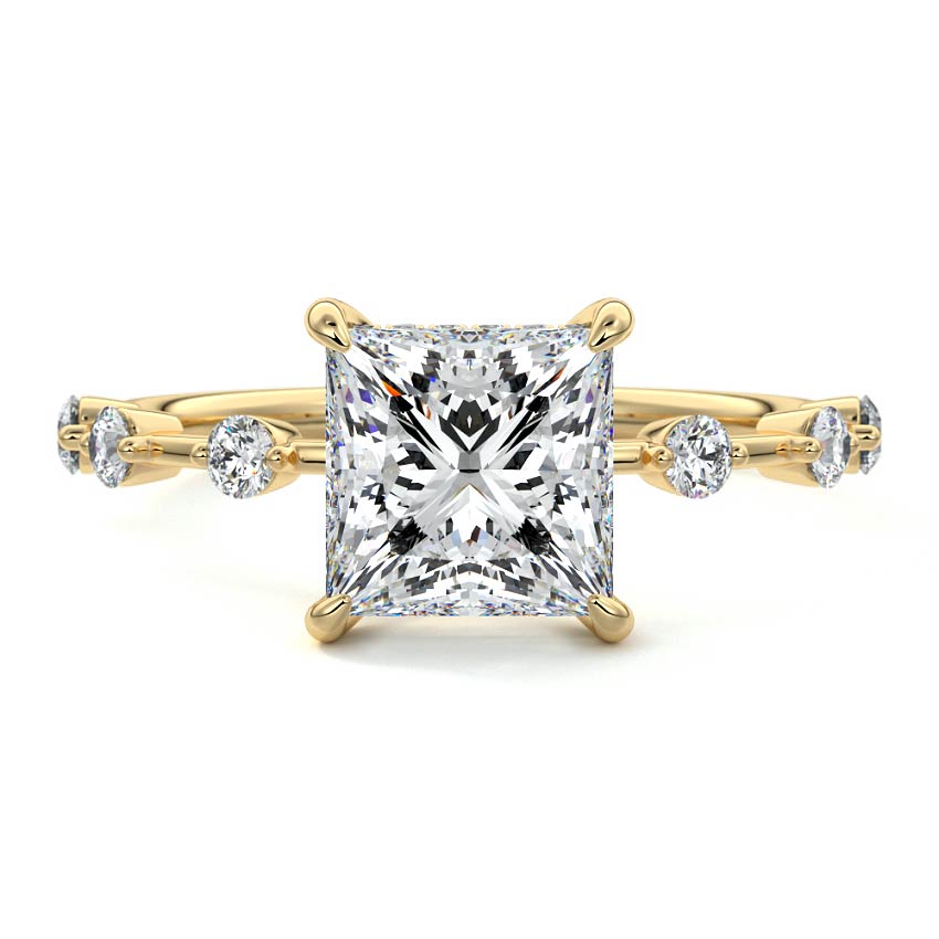 Mara - Princess Yellow Gold Engagement Ring Detail View | Nura Lab