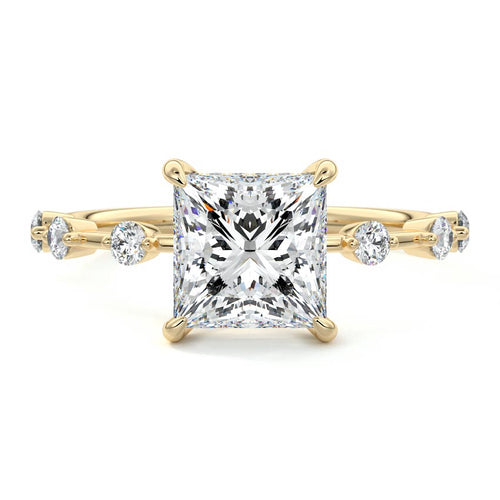 Mara - Princess Yellow Gold Engagement Ring Detail View | Nura Lab