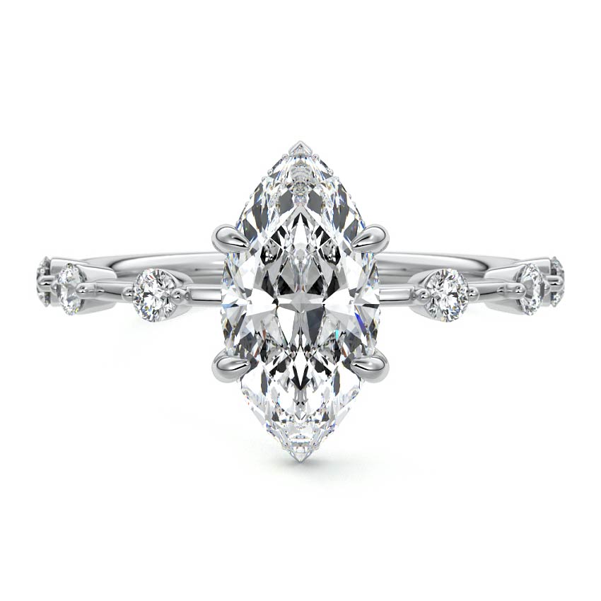 Mara - Marquise White Gold Lab Grown Diamond Engagement Ring | Nura Lab