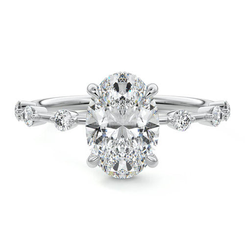 Mara - Oval White Gold Lab Grown Diamond Engagement Ring | Nura Lab