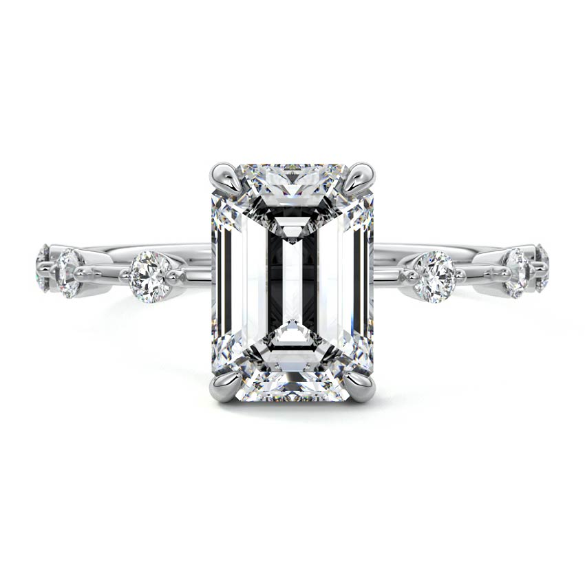 Mara - Emerald Cut White Gold Lab Grown Diamond Engagement Ring | Nura Lab