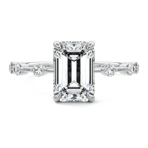 Mara - Emerald Cut Platinum Lab Grown Diamond Engagement Ring | Nura Lab