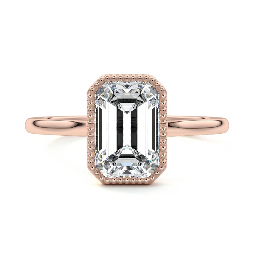 Marcella - Emerald Cut Rose Gold Lab Grown Diamond Engagement Ring | Nura Lab