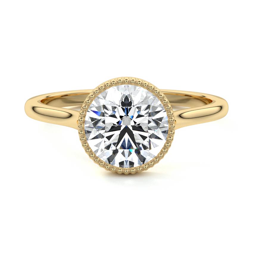 Marcella - Round Yellow Gold Lab Grown Diamond Engagement Ring | Nura Lab