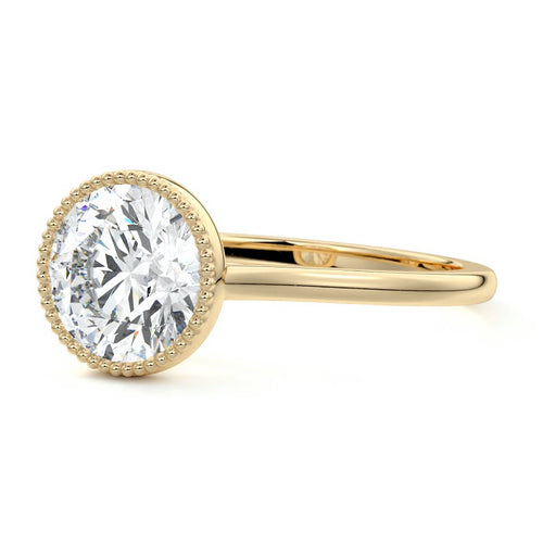 Marcella - Round Yellow Gold Engagement Ring Profile View | Nura Lab