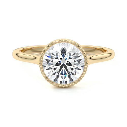 Marcella - Round Yellow Gold Engagement Ring Detail View | Nura Lab