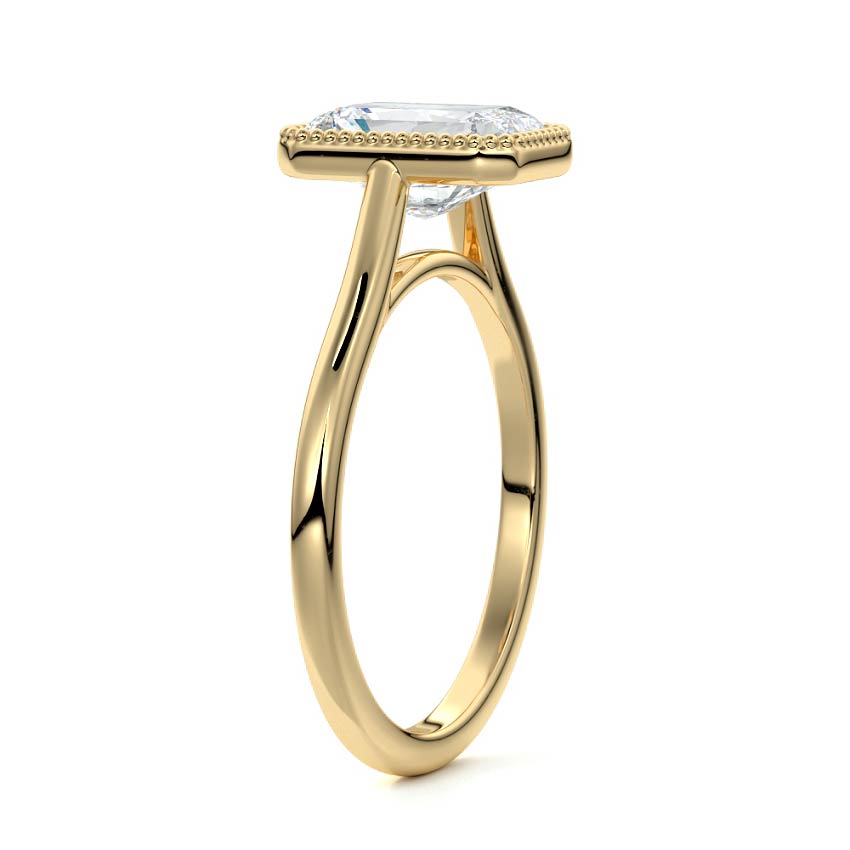 Marcella - Radiant Yellow Gold Engagement Ring Side View | Nura Lab